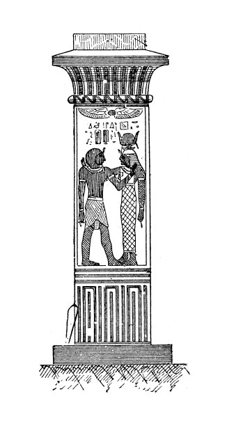 埃及柱复古插画图片下载