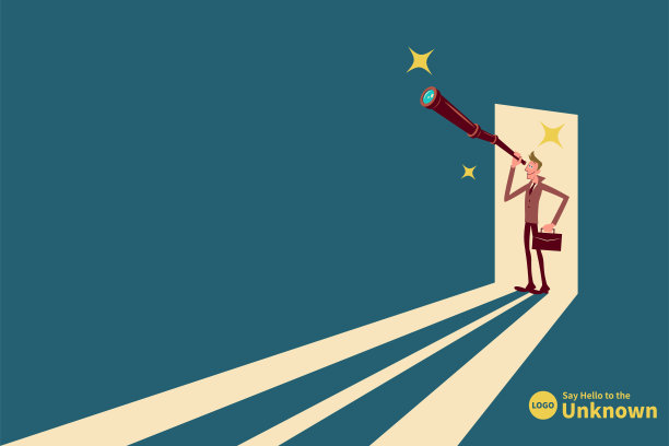 商人用望远镜寻找商机图片下载