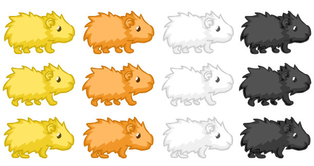 天竺鼠卡通设计元素套装图片下载