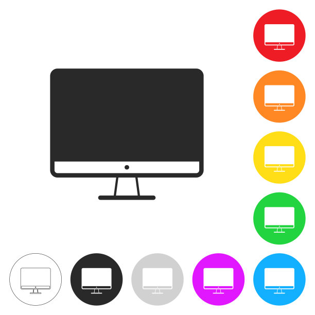 台式电脑。彩色按钮上的图标图片下载