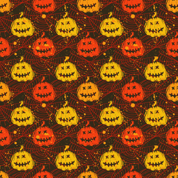 微笑杰克灯笼创意平面无缝图片下载