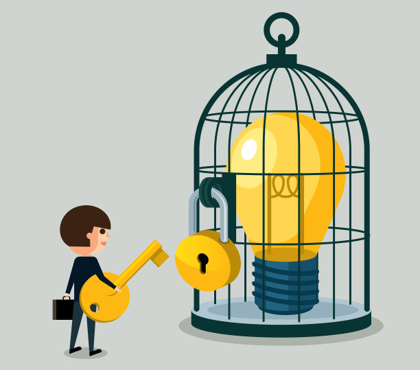 开笼带创意灯泡图片下载