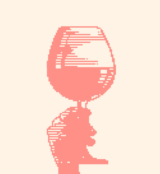 手持红酒的像素艺术图片下载