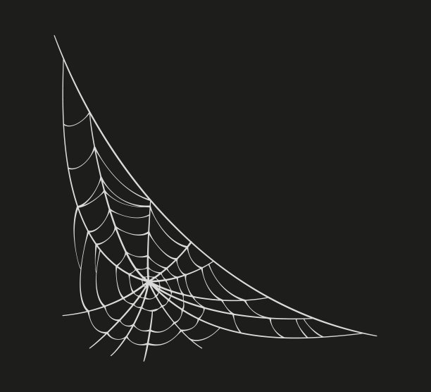 可怕的蜘蛛网。白色蜘蛛网轮廓孤立在黑色背景。涂鸦spideweb角。手绘玉米网万圣节派对。矢量图图片下载