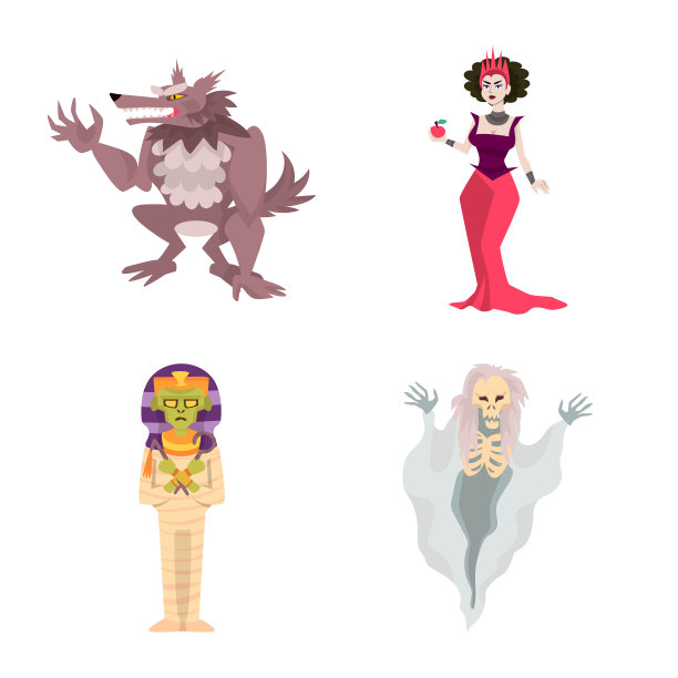 孤立的对象邪恶和万圣节符号集图片下载