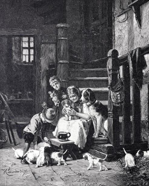 好朋友:和狗玩耍的孩子图片下载