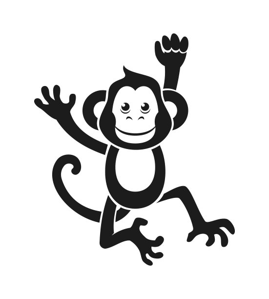 可爱的猴子-剪出剪影图片下载