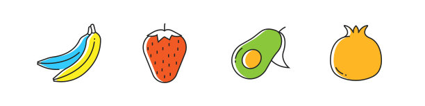 与水果相关的矢量线图标。大纲符号集合。图片下载