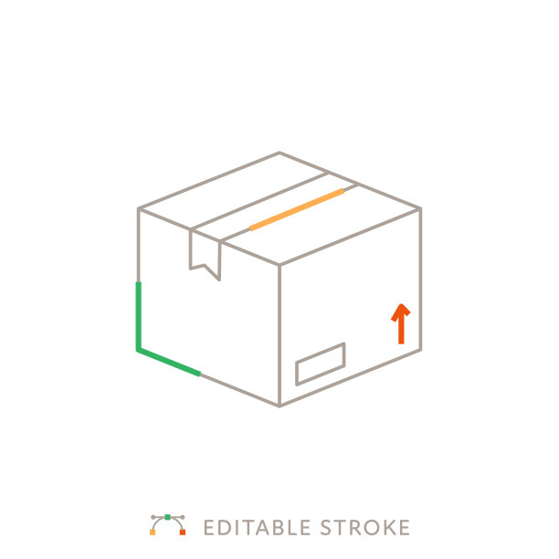 包装多色线图标与可编辑的笔画图片下载