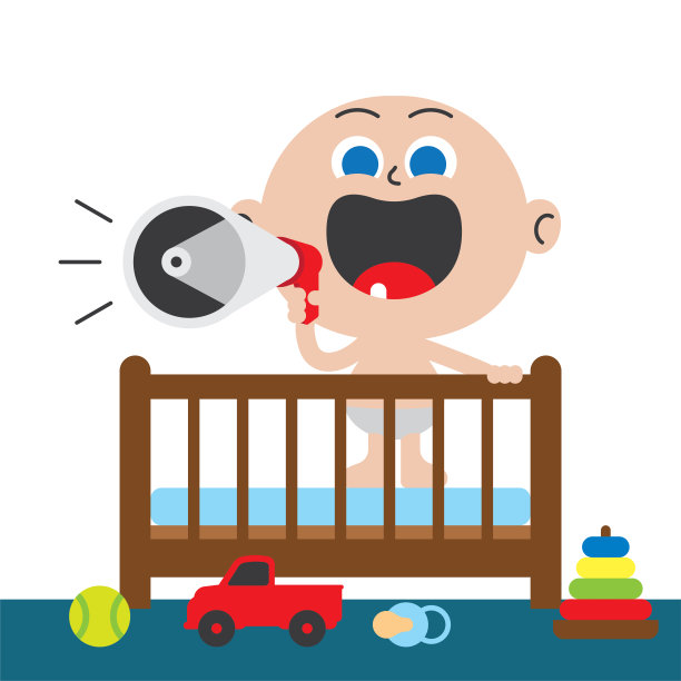 婴儿床里尖叫的婴儿抚养蹒跚学步的孩子母亲的育儿理念图片下载