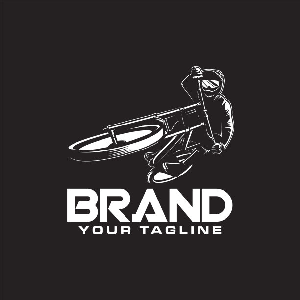 山地自行车下坡标志黑色背景图片下载