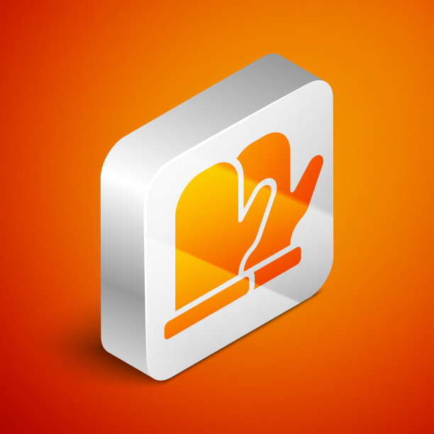 等距圣诞手套图标孤立在橙色图片下载