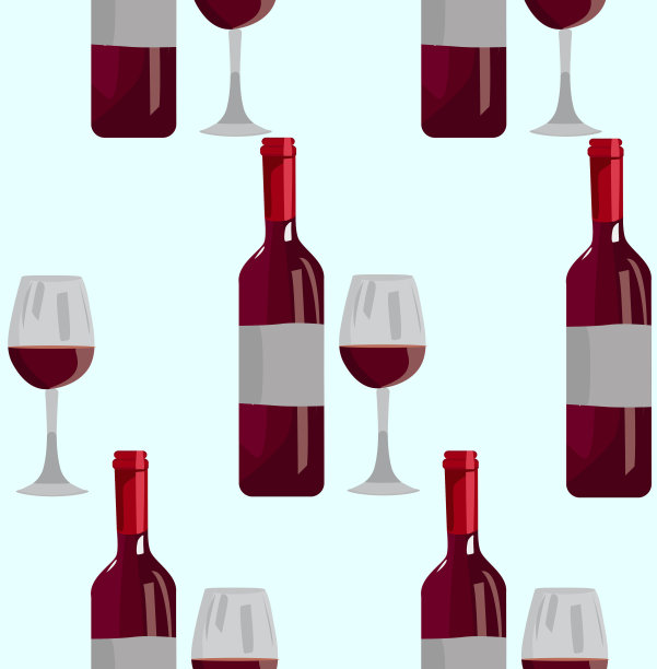酒瓶和酒杯无缝花纹图片下载