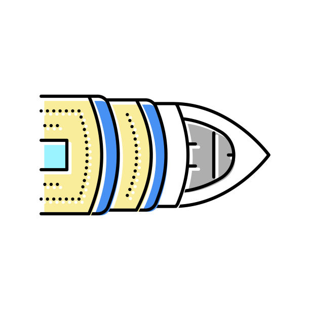 邮轮班轮顶部颜色图标矢量插图图片下载