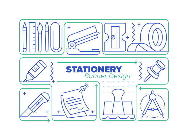 文具线图标及相关工艺信息图设计图片下载