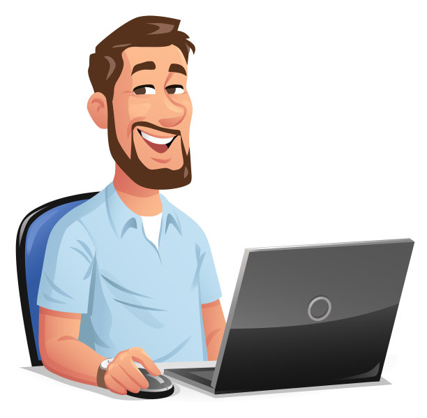 留着胡子的男人在用笔记本电脑图片下载