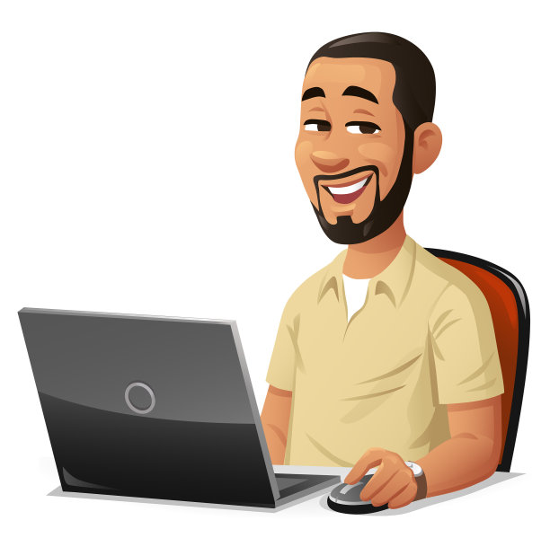 留着胡子的年轻人在用笔记本电脑图片下载