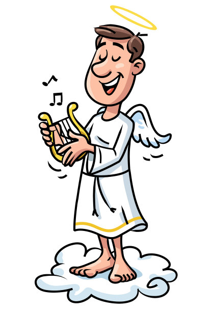 天使站在云端弹奏竖琴图片下载