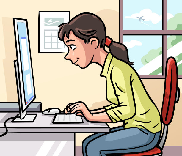 年轻女性在家使用电脑图片下载