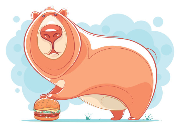 熊拿着汉堡包图片下载