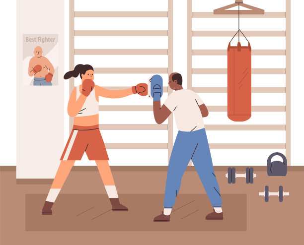女子拳击教练在健身房包厢教练图片下载