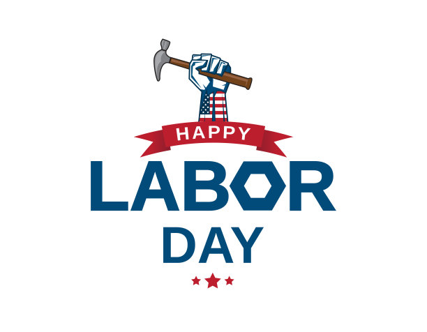 劳动节贺卡与手握锤子。向量图片下载