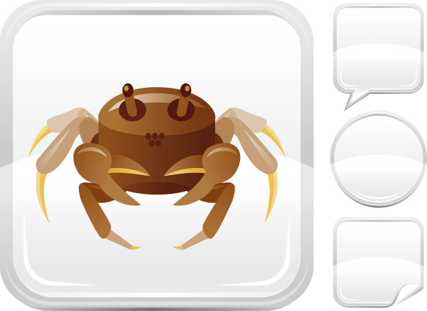 螃蟹图标上的银按钮图片下载
