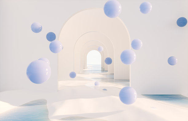 抽象的夏季景观场景与几何形式。海洋海滩视图。图片下载