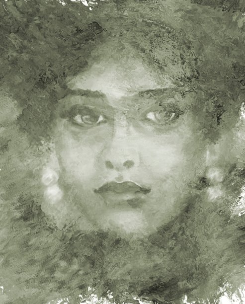 画风如画的黑人女子，一头乌黑浓密的头发，风格复古图片下载