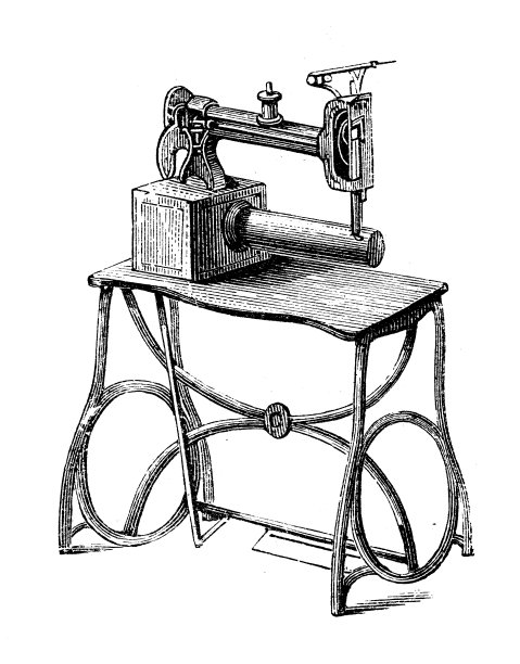 古董插画，应用机械，纺织工业:鞋匠缝纫机图片下载