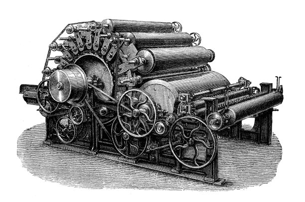 古董插画、应用机械、纺织工业:纺纱机械图片下载