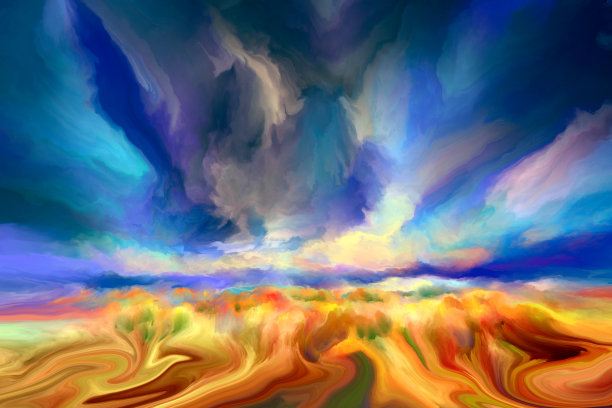 童话般的秋天风景油画图片下载