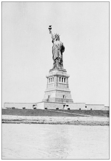 纽约的古董照片:来自东南的自由女神像图片下载