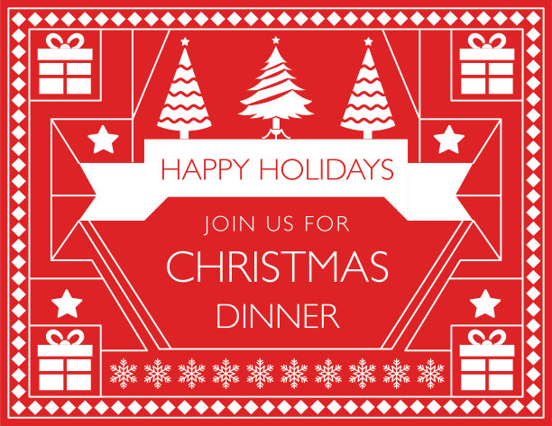 线条艺术假日派对邀请模板图片下载