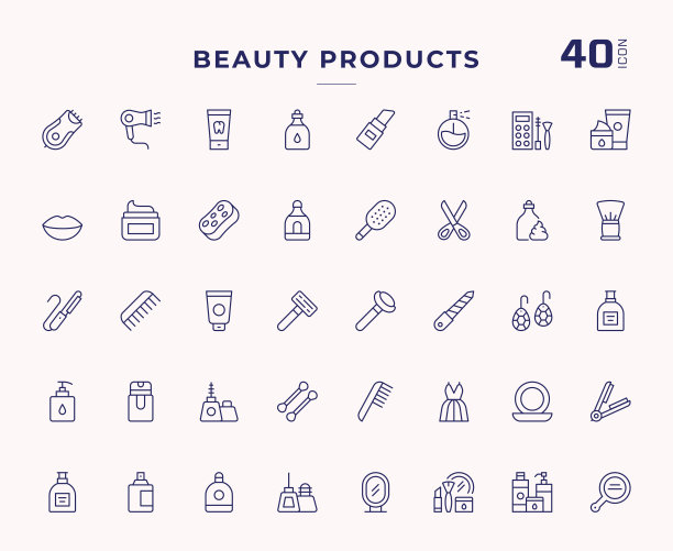 美容产品可编辑的笔画线图标图片下载