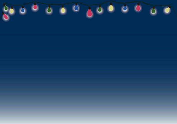 圣诞灯在柔和的蓝色梯度背景图片下载