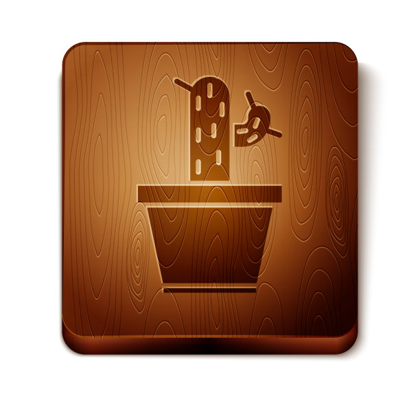 褐色仙人掌，多汁，在花盆图标孤立上图片下载