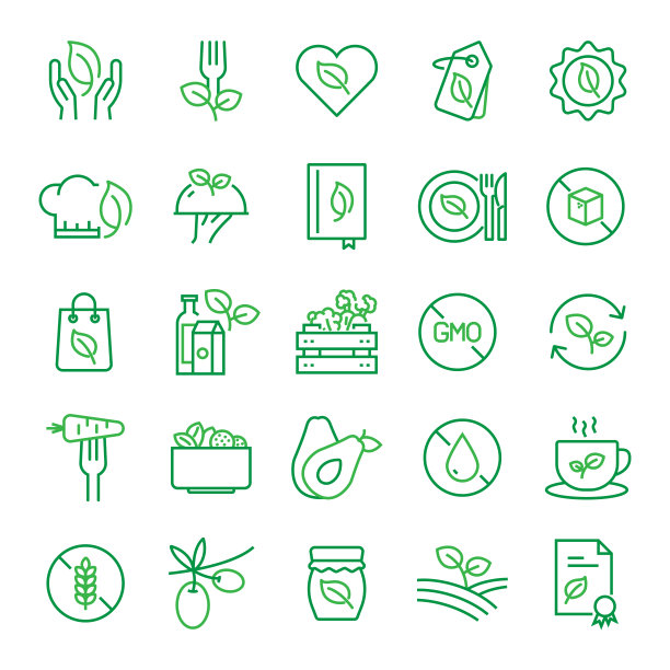 有机食品及产品相关系列图标。可编辑的中风。简单的轮廓图标。图片下载