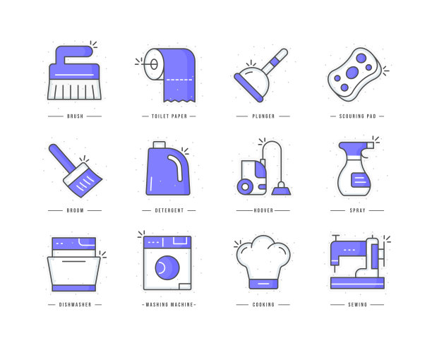 家务平线彩色图标图片下载