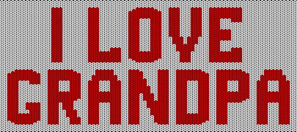 我爱爷爷的题字织在白底红纱上图片下载