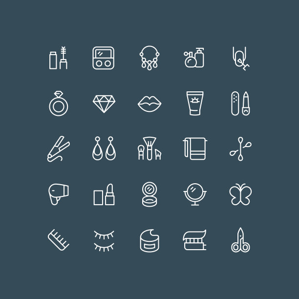 化妆品和美容线图标可编辑的描边图片下载