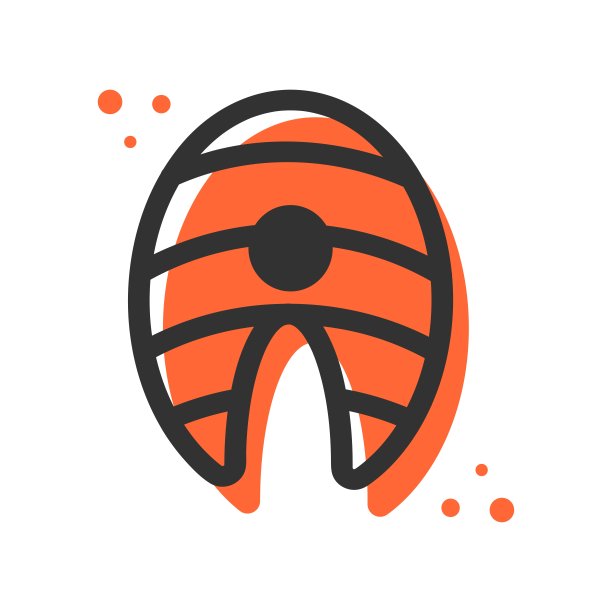 鲑鱼牛排线图标孤立的白色背景图片下载