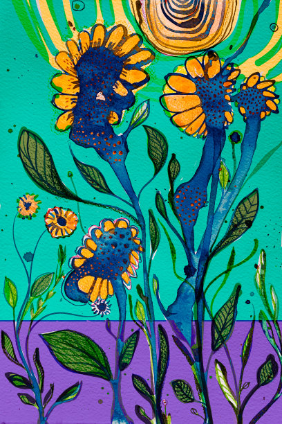 向日葵的抽象表现图片下载