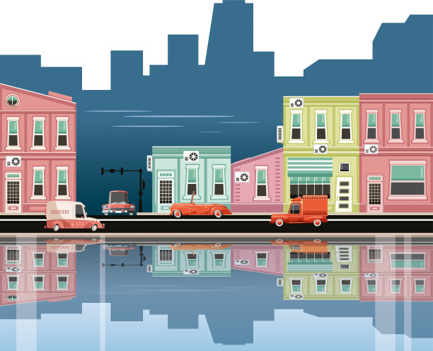 海滨城市反射图片下载