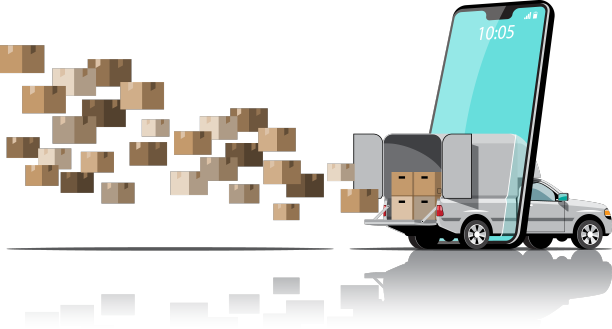 送货车与订单在手机上图片下载