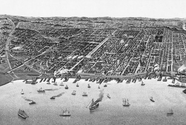 多伦多城市景观，安大略省，加拿大- 19世纪图片下载