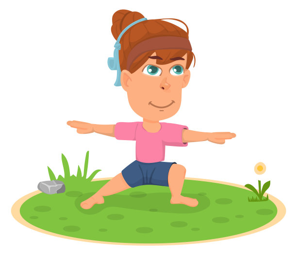 瑜伽姿势的女孩。快乐孩子早操图片下载