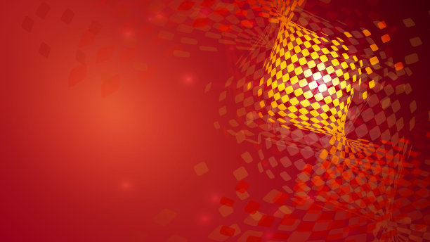 红色数字粒子发光和抽象黄色三角形几何背景图片下载