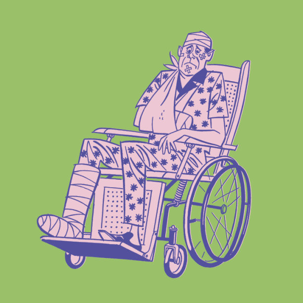 插图的人在轮椅上断了胳膊和腿图片下载