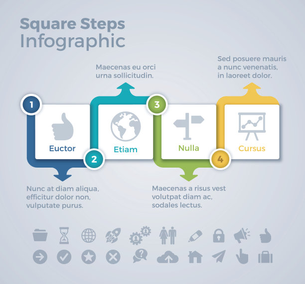 四步方格信息图概念图片下载